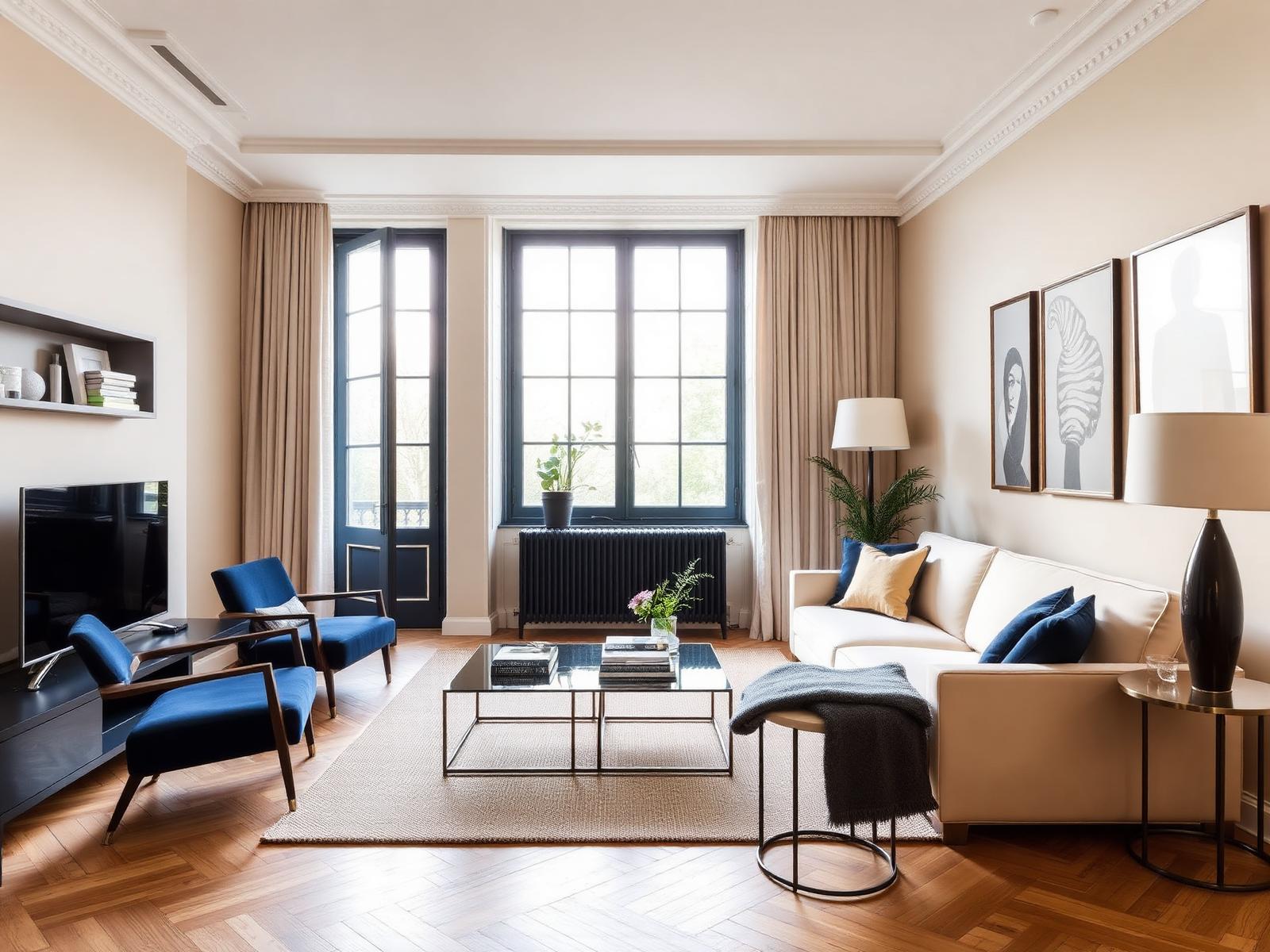Salon lumineux d'un appartement géré par Keynova